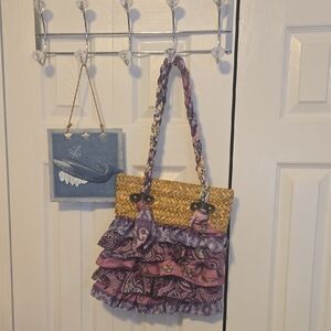 Purple and Tan Woven Women's Bag